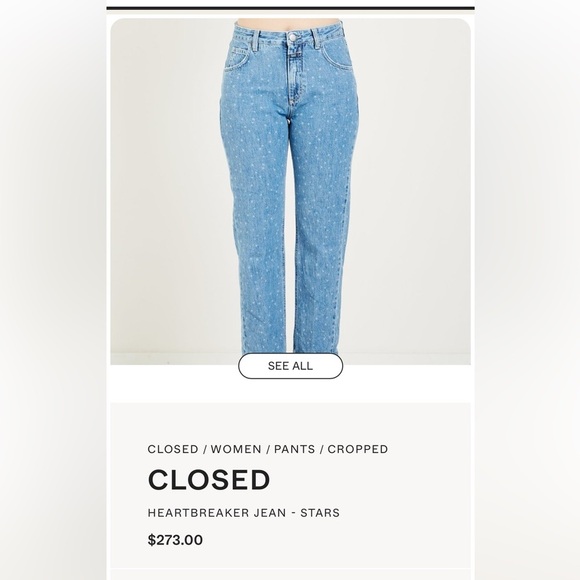 Closed Blue Denim Jeans, cropped with star design - Picture 6 of 6